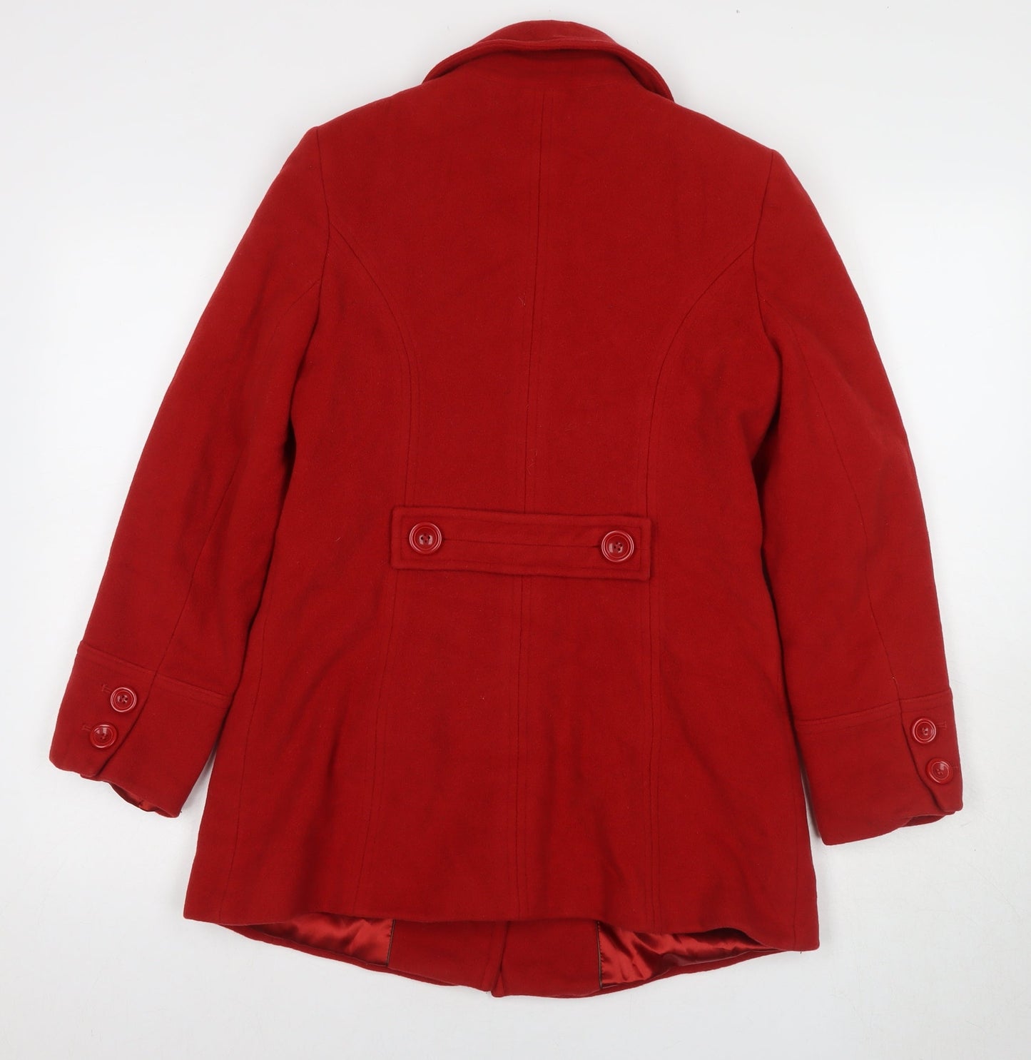 Planet Women's Red Wool Blend Mid-Length Overcoat, Size 8