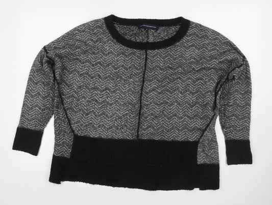French Connection Women's Black Geometric Knit Jumper S