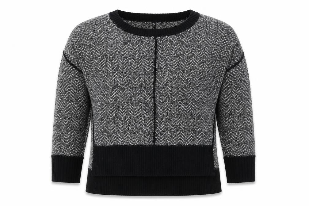 French Connection Women's Black Geometric Knit Jumper S