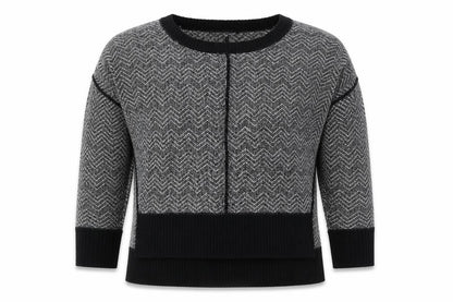 Front view of French Connection Women's Black Geometric Knit Jumper S