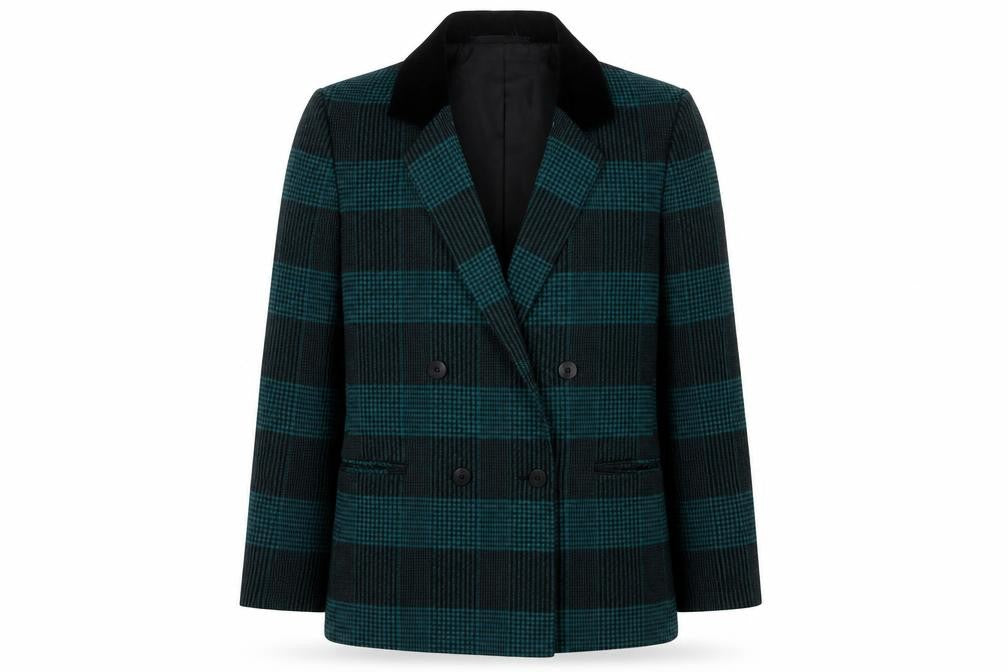 Mia Cassara Women's Plaid Wool Blazer, Size 12, Multicoloured