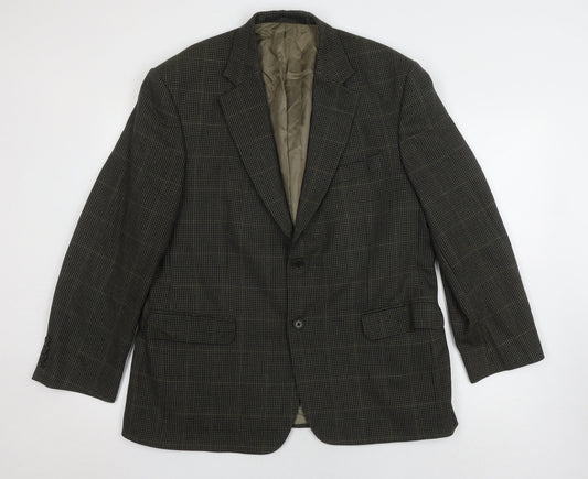 Marks and Spencer Men's Green Wool Check Blazer, Size Short