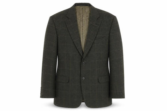 Marks & Spencer Men's Green Wool Check Blazer, Size Short