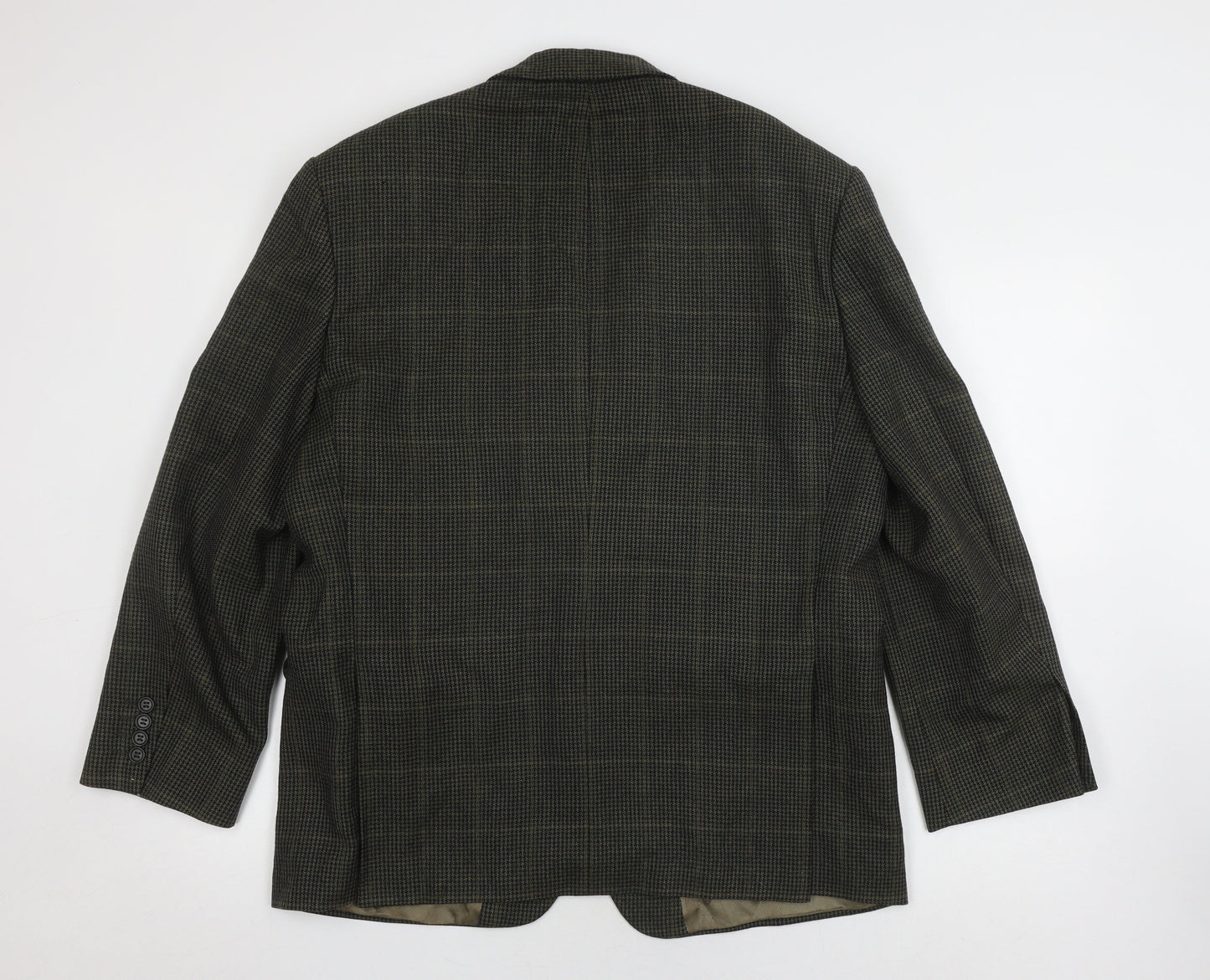 Marks and Spencer Men's Green Wool Check Blazer, Size Short