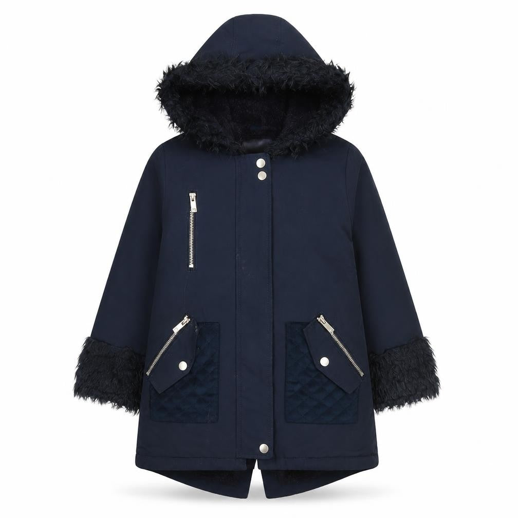 River Island Girls Blue Parka Coat, 7-8 Years, Faux Fur, Winter