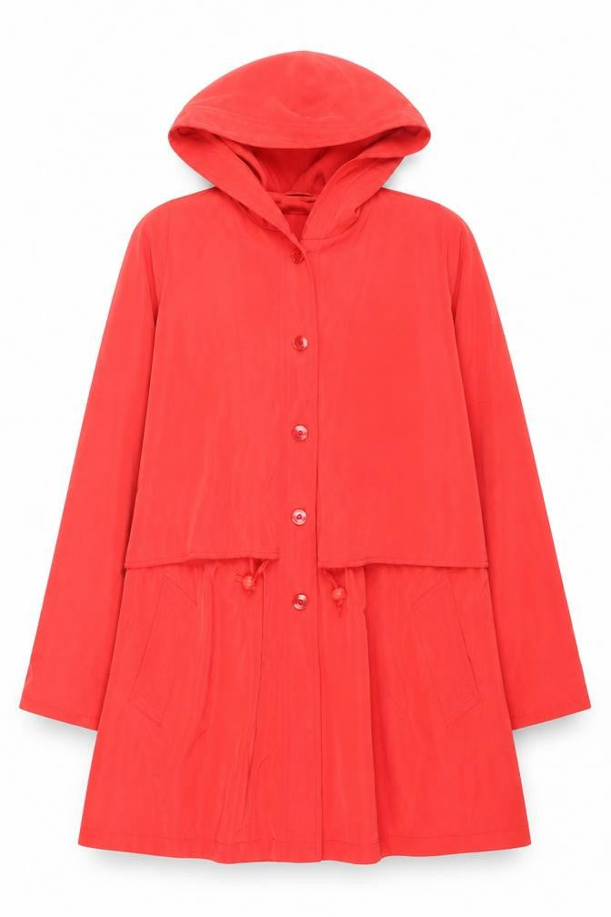 Richards Women's Red Hooded Mid-Length Coat Size 12