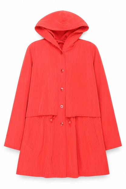 Richards Women's Red Hooded Mid-Length Coat Size 12