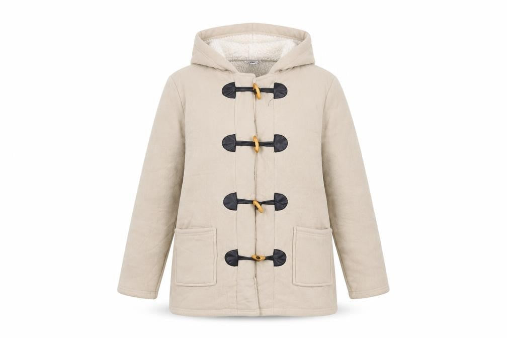 Damart Women's Beige Toggle Hooded Coat Size 14