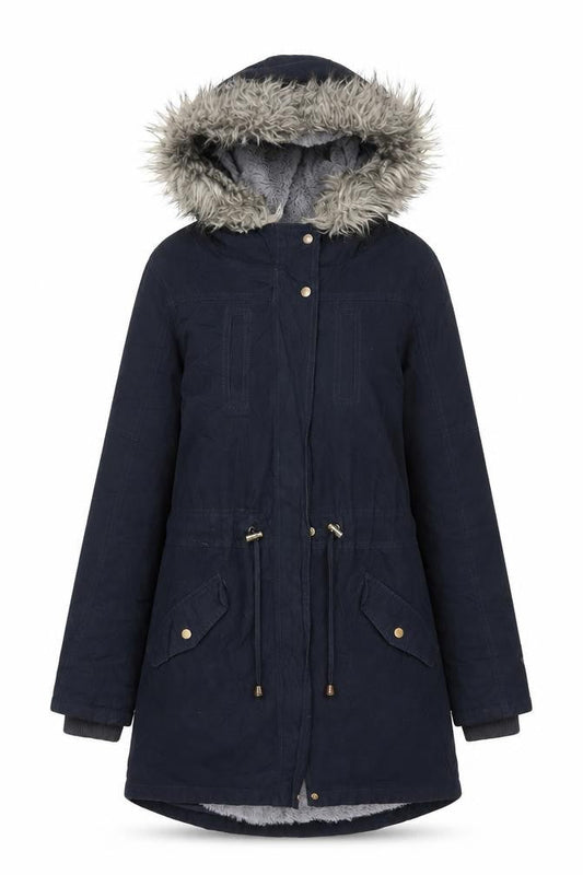 Oasis Women's Black Parka with Fur Trim XS