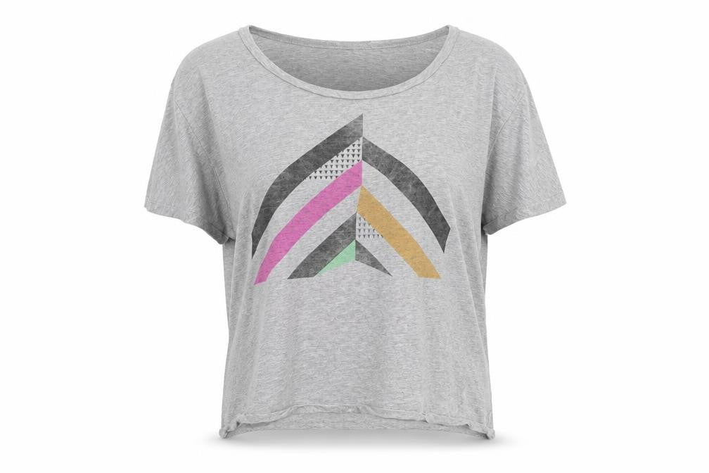 ICHI Women's Grey Geometric T-Shirt, Size S, Casual
