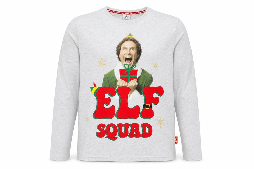 Elf Christmas Grey Men's Graphic Long Sleeve T-Shirt - M