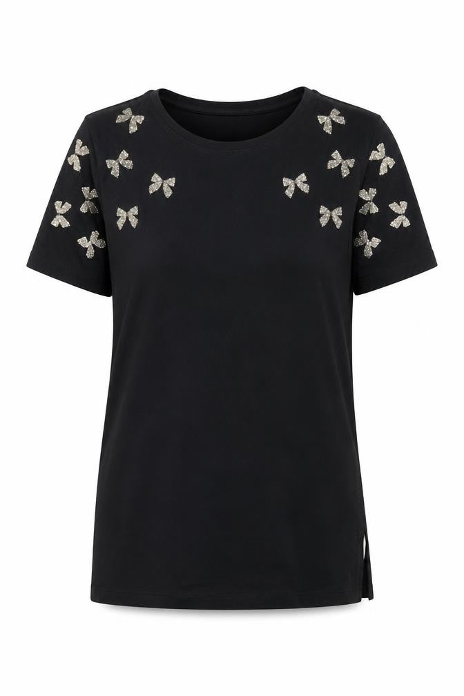 Savida Women's Black Embroidered T-Shirt Size 8