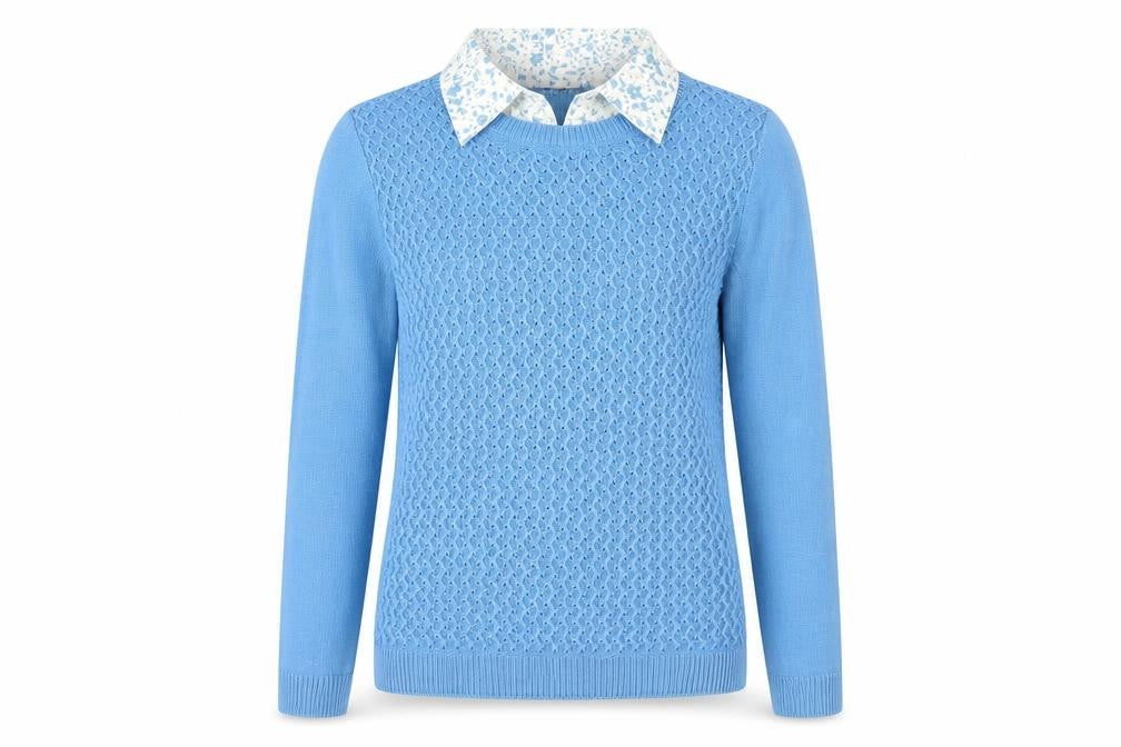 Isle Women's Blue Cable-Knit Jumper Size 10
