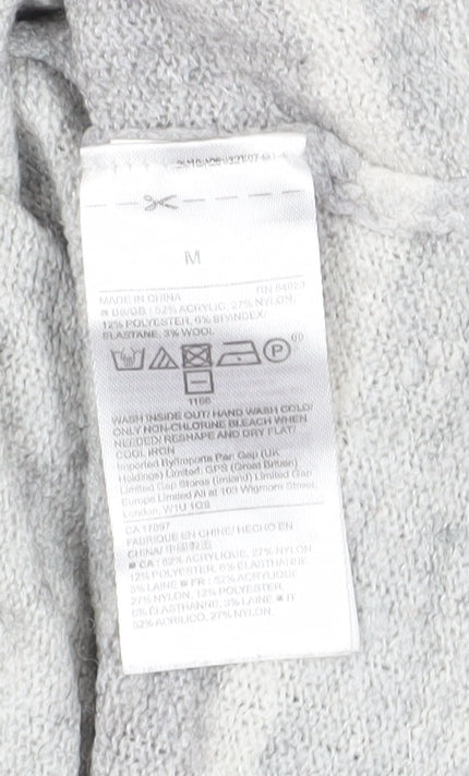 GAP Women's Grey Striped Pullover Jumper Medium