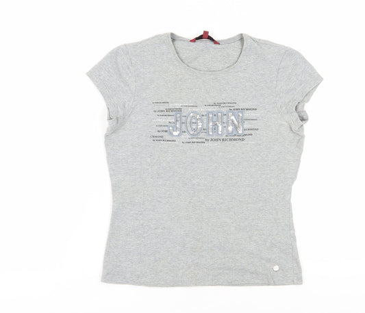 John Richmond Grey T-Shirt Women’s Size 12 Casual