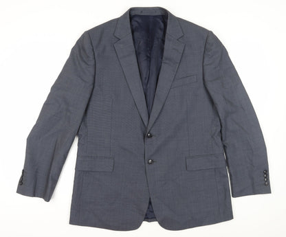 Additional front view of Jaeger Men's Grey Check Wool Blazer, size 44R