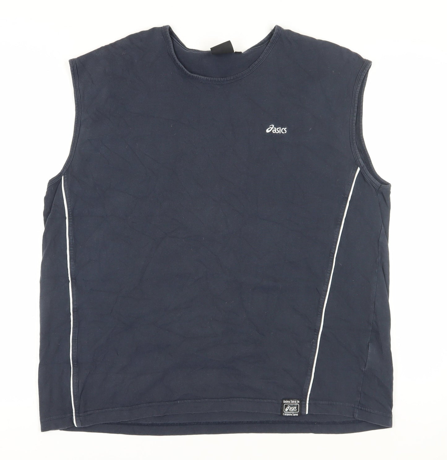 Asics Men's Blue Sleeveless Crew Neck T-Shirt 2XL
