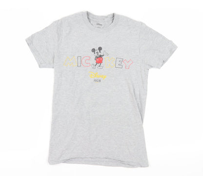Preloved Disney Unisex Grey T-Shirt, Size S, Mickey Mouse - Front