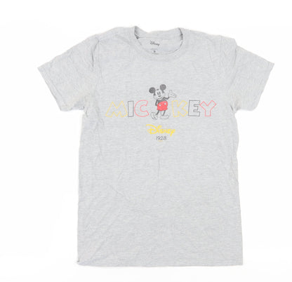 Preloved Disney Unisex Grey Mickey Mouse T-Shirt Size S - Front