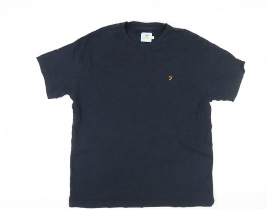 Farah Men's Black Cotton T-Shirt, Size L, Logo Accent