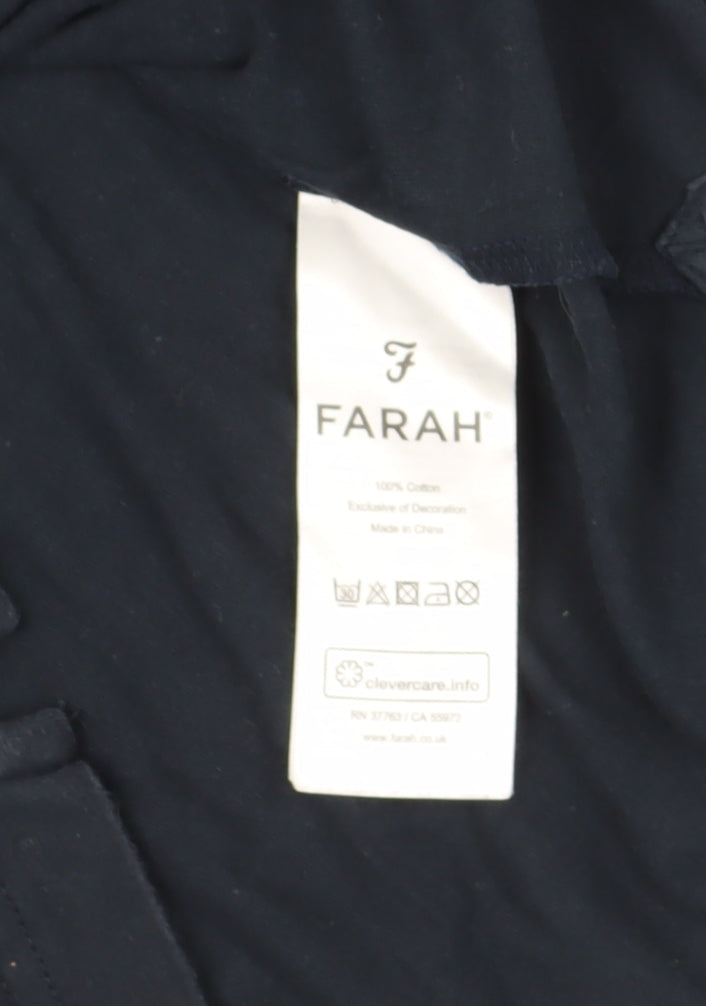 Farah Men's Black Cotton T-Shirt, Size L, Logo Accent