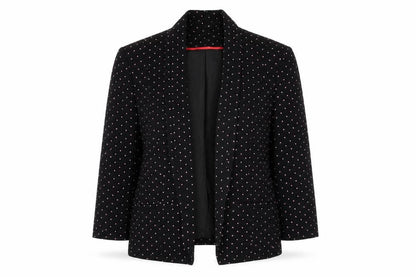 Front view of Red Herring Women's Black Polka Dot Blazer, size 10