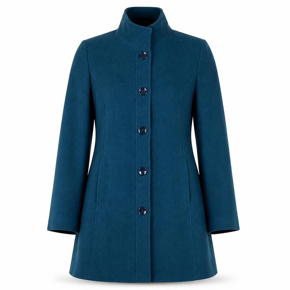 Eastex Women's Blue Wool Blend Mid-Length Coat