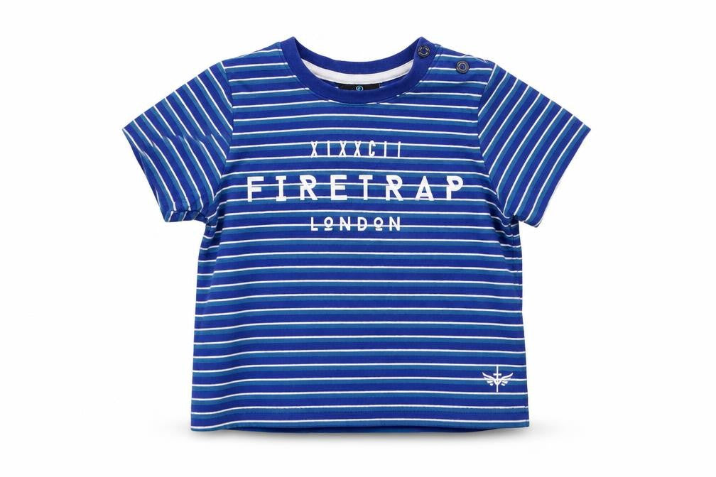 Firetrap Boys Blue Striped T-Shirt, Size 12-18 Months