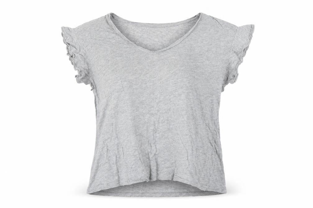 MNG Women's Grey Basic V-Neck T-Shirt, Size 12