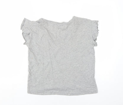 Mango Women's Grey Basic V-Neck T-Shirt, Size 12