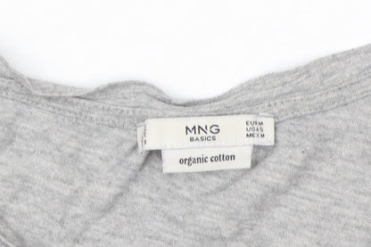 Mango Women's Grey Basic V-Neck T-Shirt, Size 12