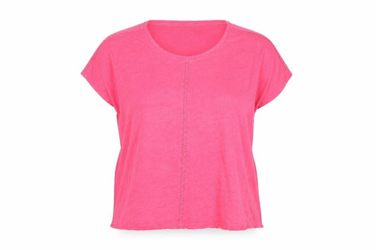 WoolOvers Women's Pink Relaxed Linen T-Shirt 2XL