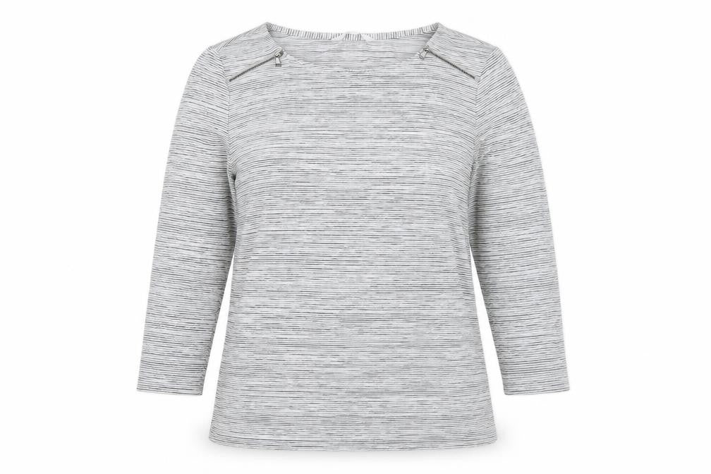 Jasper Conran Women's Grey Striped T-Shirt Size 14