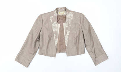 Additional front view of Roman Originals Women's Brown Floral Jacket, size 10, Formal