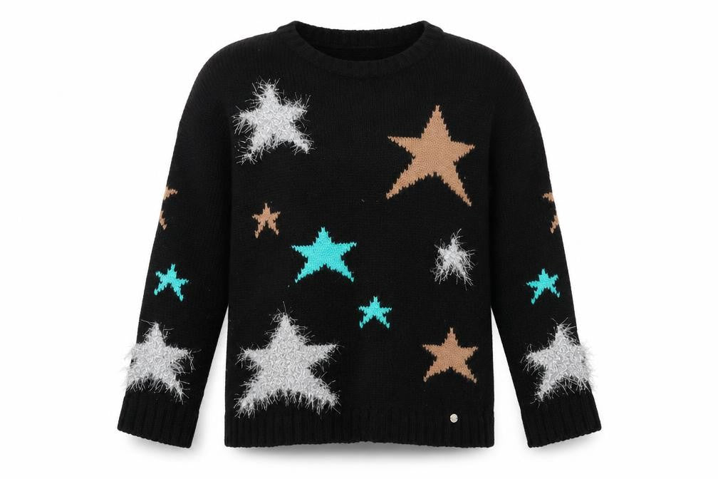 Ruga Women's Black Stars Pullover Jumper, M