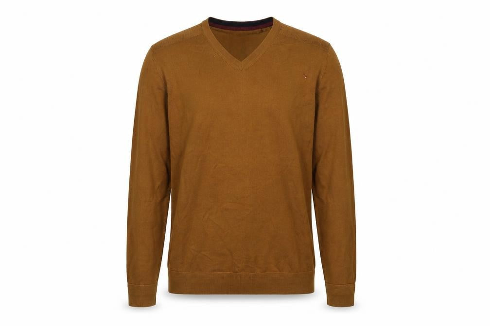 Ted Baker Men's Brown Wool V-Neck Pullover, L