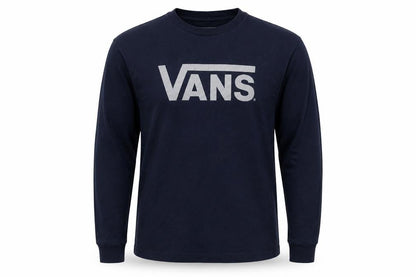 Vans Boys Blue Long Sleeve Logo T-Shirt M Cotton