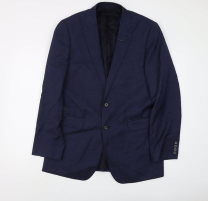Additional front view of Jaeger Men's Blue Blazer, size 40, Double-Vented