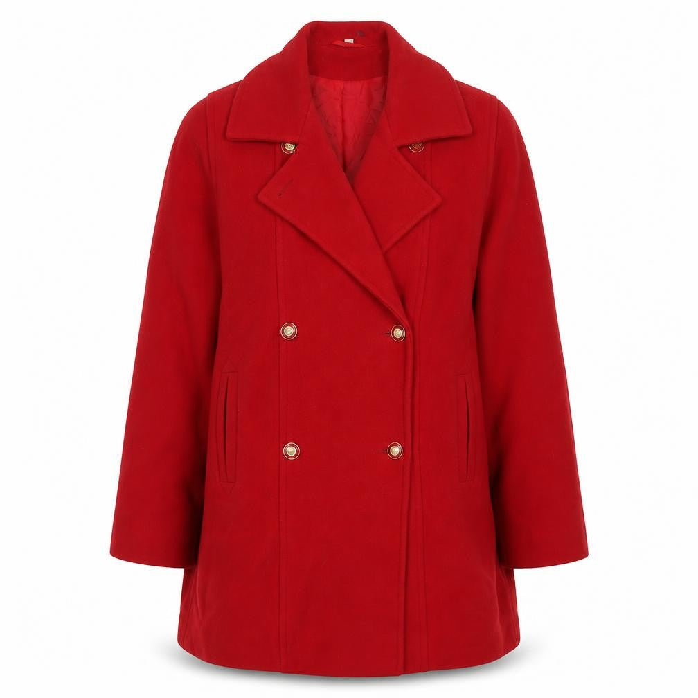 The Edinburgh Collection Women's Red Pea Coat Size 14