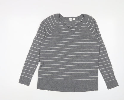 Gap Mens Grey Striped Pullover Jumper, Size S,