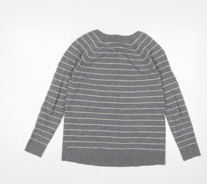 Gap Mens Grey Striped Pullover Jumper, Size S,