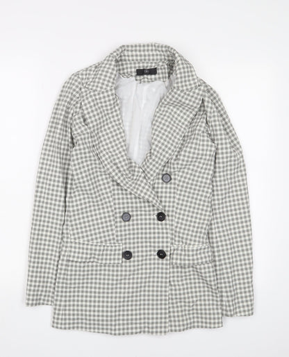 Additional front view of Missguided Stylish Women's Grey Check Blazer UK 6