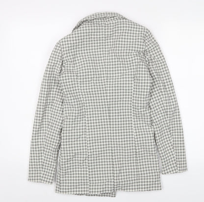 Back view of Missguided Stylish Women's Grey Check Blazer UK 6