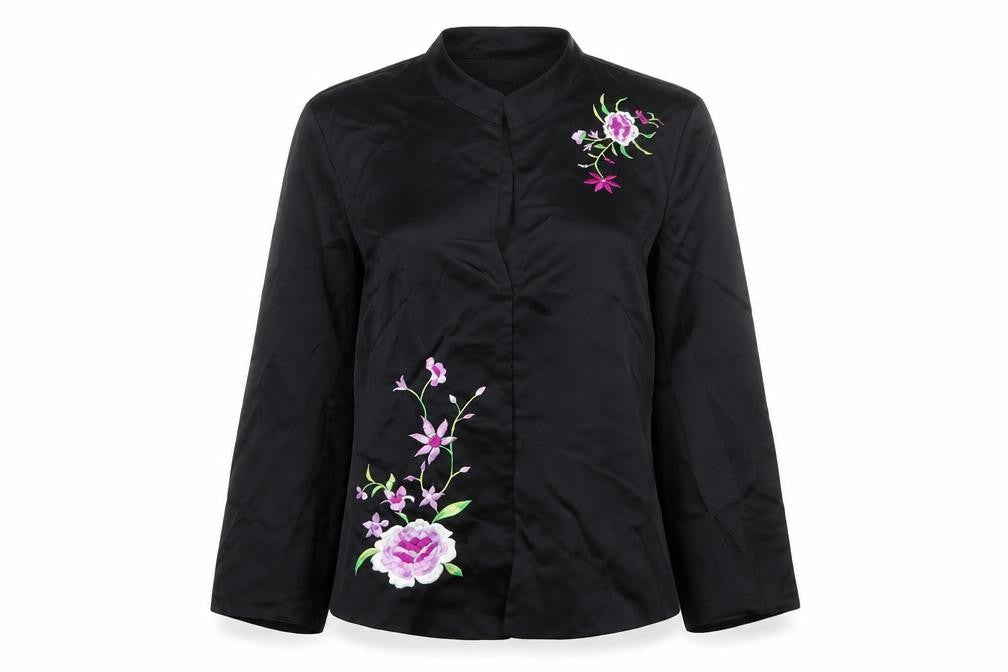 Oasis Women's Black Floral Kimono Blouse Size 8
