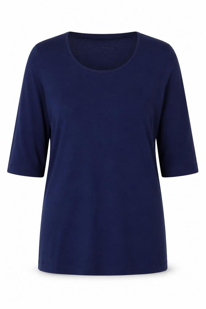 Esmara Women's Blue Basic T-Shirt L Round Neck 3/4 Sleeve