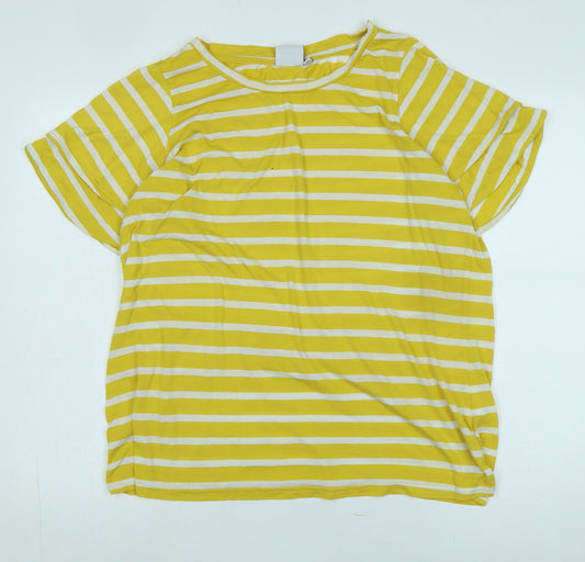 Junarose Women's Yellow Striped T-Shirt Size 18-20