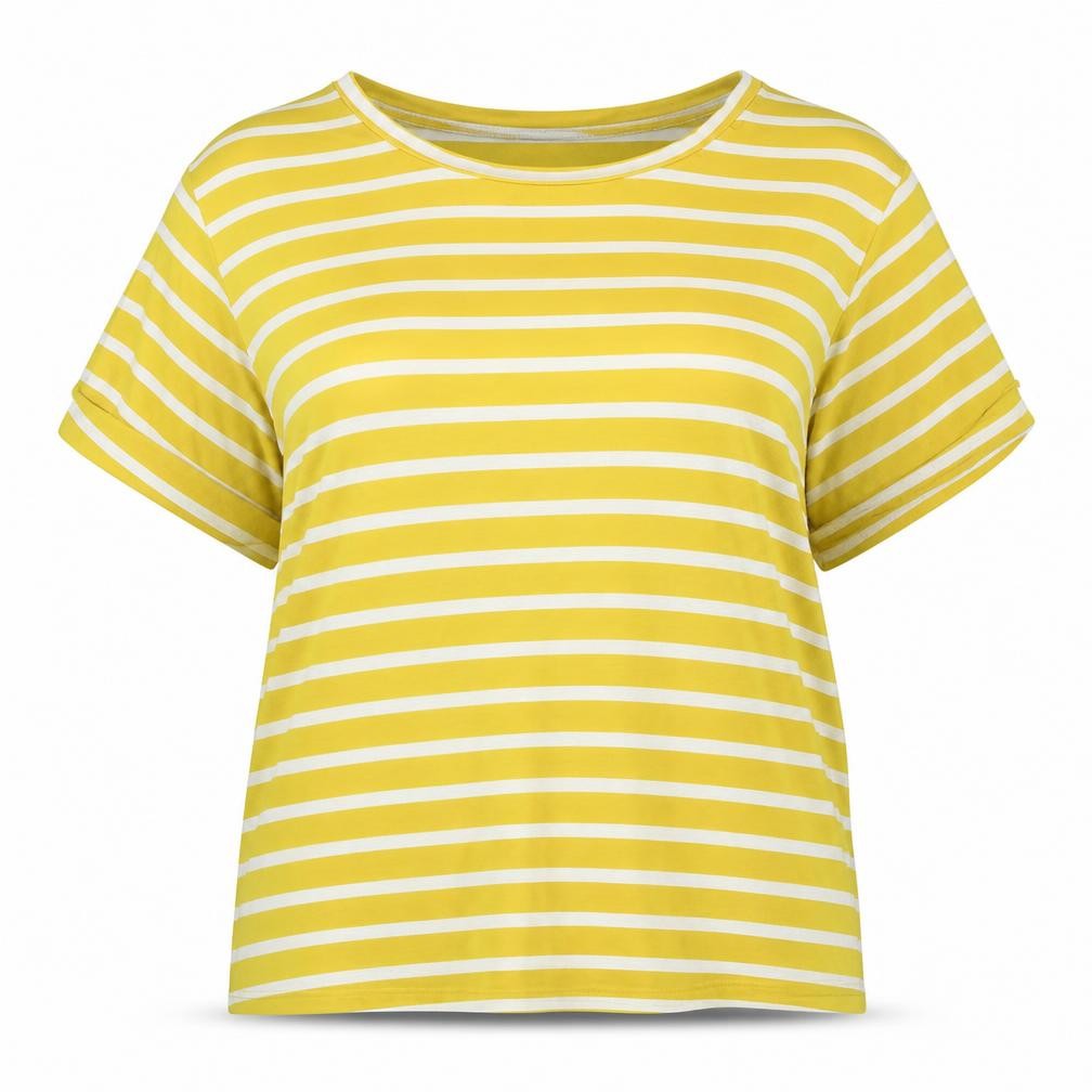 Junarose Women's Yellow Striped T-Shirt Size 18-20
