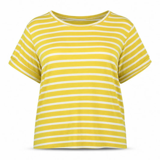 Junarose Women's Yellow Striped T-Shirt Size 18-20