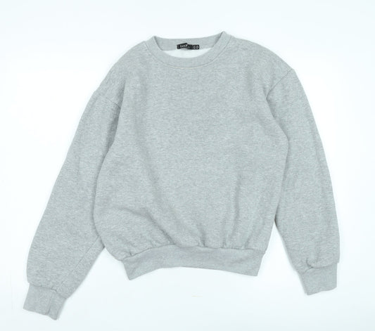 Boohoo Women's Grey Pullover Sweatshirt UK 10, Casual Jersey