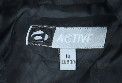 Active Women's Black Parka Jacket with Hood Size 10